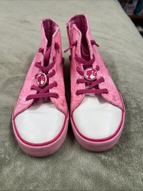 Barbie Hot Pink High-Top Kids Sneakers with White Toe